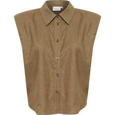 Gestuz LizaGZ Linen Sl Shirt, Stone Gray