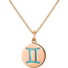 Rose Gold Necklaces C. W. Sellors 9ct Rose Gold Turquoise Zodiac Gemini Round Necklace Gold