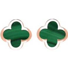 Rose Gold - Women Earrings C. W. Sellors 18ct Rose Gold Malachite Bloom Four Leaf Clover Stud Earrings