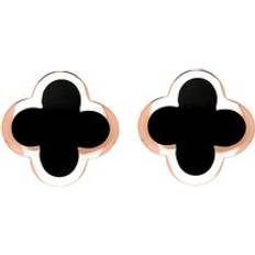 Rose Gold - Women Earrings C. W. Sellors 18ct Rose Gold Whitby Jet Bloom Four Leaf Clover Stud Earrings