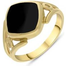 Whitby Jet Cushion Cut Ring - Gold/Black