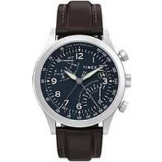 Timex Wrist Watches Timex Waterbury Traditional Fly-back Chrono Case Blue Brown Strap, One Colour, Men