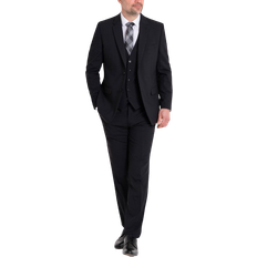 Long Sleeves Suits Slaters Fellini Tailored Fit Plain Three Piece Suit - Black