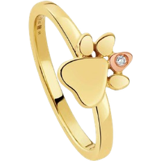 Clogau Paw Prints On My Heart Ring - Gold/Rose Gold/Diamond