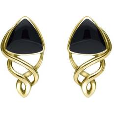 C. W. Sellors Curve Triangle Celtic Studs - Gold/Black