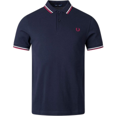Cotton Polo Shirts Fred Perry Twin Tipped Polo Shirt - Navy/Snow White/Burnt Red