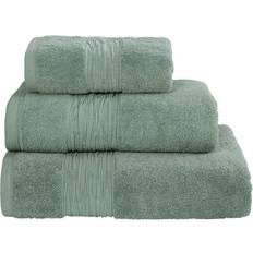 Lazy Linen 'Turkish Cotton Linen Blend Insert Border' 600gsm Bath Towel Green