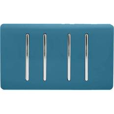 Blue Wall Switches Trendi Switch Artistic Modern Glossy 4 Gang 1 Way Rocker Double Plate Tactile Light Ocean Blue