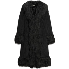 Slim - Women Coats Superdry Longer Afghan Coat - Black