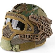 Paintball Protections Will Outdoor PJ Fast Tactical Helmet Airsoft Paintball Protective Helmet Full Face Mask Goggles Outdoor Sports Hunting CS Game