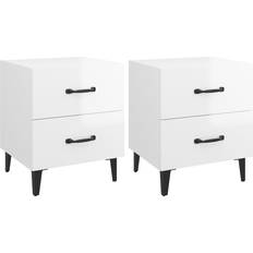 vidaXL 812001 High Gloss White Bedside Table 35x40cm 2pcs