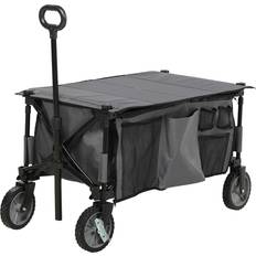 OutSunny Folding Wagon Garden Cart Collapsible Camping Trolley