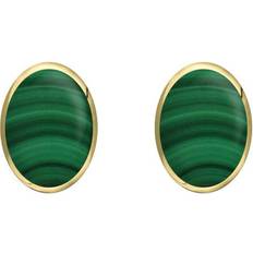 C. W. Sellors Classic Small Oval Stud Earrings - Gold/Malachite