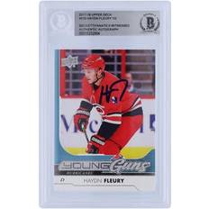 Upper Deck Haydn Fleury Carolina Hurricanes Autographed 2017-18 Young Guns #236 Fanatics Witnessed Authenticated Rookie Card