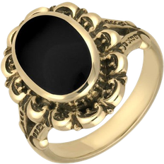 Whitby Jet Antique Frame Ring - Gold/Black