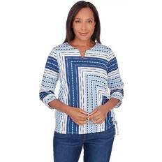 Alfred Dunner Petite Spliced Texture Stripe Side Tie Top