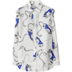 Silk Shirts Burberry Knight Hardware Silk Shirt - Blue/White