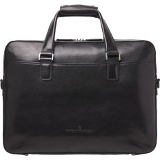 Black - Leather Briefcases Castelijn & Beerens Ted Laptop Bag 15.6" - Black