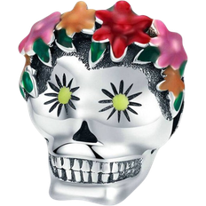 ChaoChuang Flower Skull Charm - Silver/Multicolour