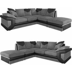 White Furniture Dino Right Corner Grey/Black Sofa 235cm 2 Seater, 3 Seater