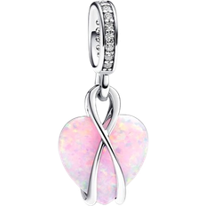 Pandora Mom Opalescent Heart Dangle Charm - Silver/Opal/Transparent