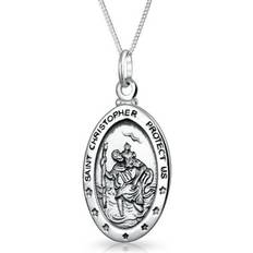 Bling Jewelry Saint Christopher Parton Safe Travel Medallion Silver Pendant