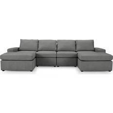 Home Details Matching Chaise Dark Grey Sofa 298cm 4 Seater