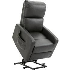Black leather recliner chair Homcom Riser Black Armchair 103cm