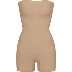 Beige - Women Bodysuits SKIMS Seamless Sculpt Strapless Shortie Bodysuit - Clay