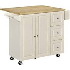 Homcom Kitchen Island White Trolley Table 75x111.5cm