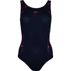 Green - Women Swimwear Speedo Women's Womens Boomstar Splice Flyback One Piece Swimming Costume Navy/Pink Black/Multi
