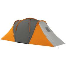 OutSunny 4-6 Man Camping Tent with 2 Bedroom and Living Area, Grey and Orange