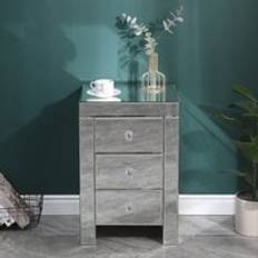 HMD Mirrored Silver Bedside Table 35x40cm