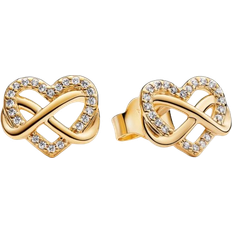 Pandora Gold Plated Earrings Pandora Sparkling Infinity Heart Stud Earrings - Gold/Transparent