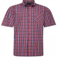 Clothing Espionage Plus SH406 Check S/S Shirt Coral/Navy Colour: Coral/Nav