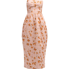 LoveShackFancy Luxie Floral Midi Dress - Persian Orange