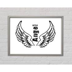 Happy Larry Angel Wings 3 White Framed Art 84.1x59.7cm