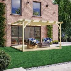 Lemon Pavilion Premium Wall Mounted Pergola and Decking Kit 3x3 m