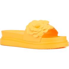 New York & Company Camellia Flower Women's Slides Orange sorbet