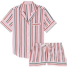 Victoria's Secret Flannel Short Pajama Set - Multi Colored Stripe