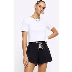 Clothing River Island Womens Black Lyocell Elasticated Shorts