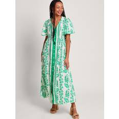 Topshop Monsoon Lani Linen Blend Button Down Maxi Dress, Ivory/Green