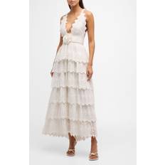 Gözze Nevis Embroidered Cutwork Sleeveless Plunge Fit & Flare Midi Dress