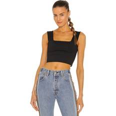 Susana Monaco Women's Wide Strap Crop Top, Black