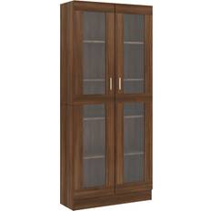 Doors Glass Cabinets vidaXL Vitrine Brown Oak Glass Cabinet 82.5x185.5cm