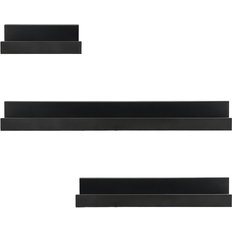 Geezy 3 Floating Black Wall Shelf 45cm 3pcs