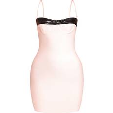 PrettyLittleThing Sequin Trim Cup Detail Mini Dress - Pink