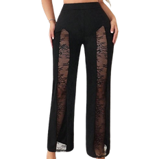 Shein SXY Spring Clothing Party Elegant Lace Patchwork Straight Leg Women Pants