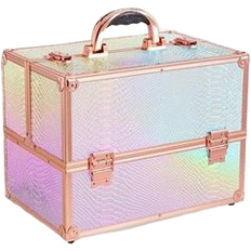 Beautify Large Holographic Makeup Case - Rose Gold