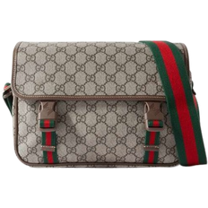 Gucci Supreme Trimmed Monogrammed Messenger Bag - Beige